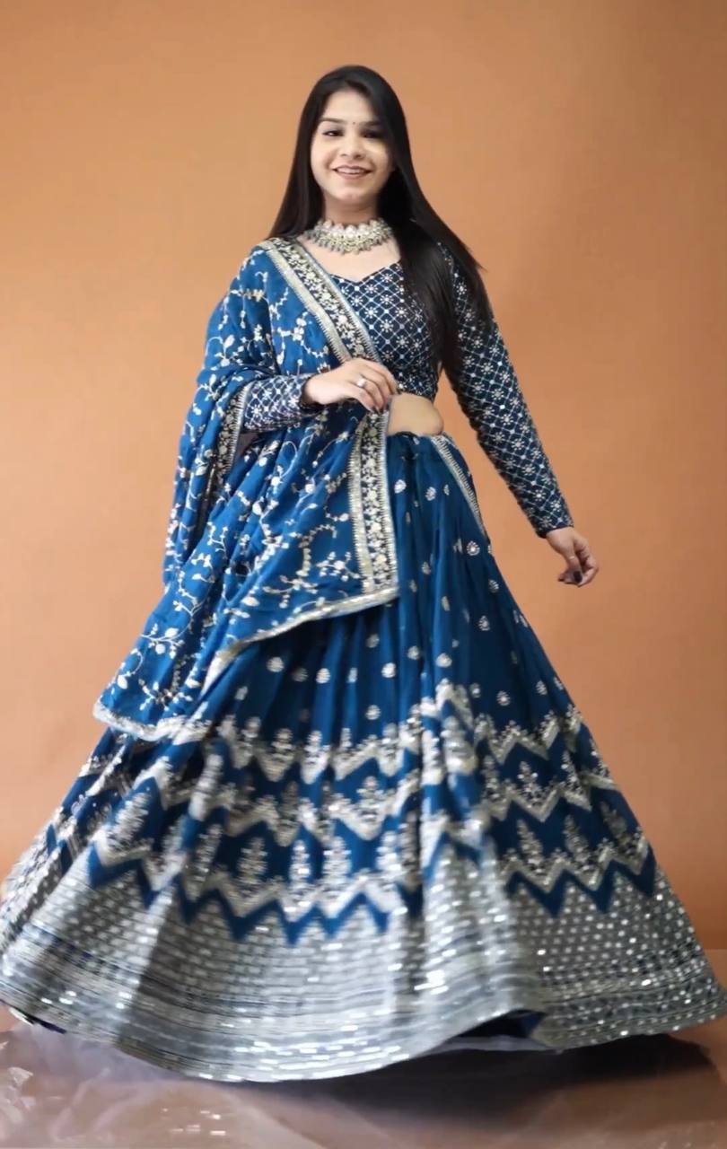 Blue COLOURED LEHENGA  KF-3040