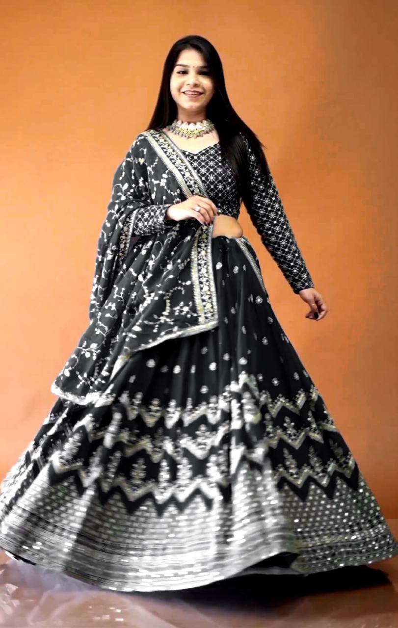 BLACK COLOURED LEHENGA  KF-3043