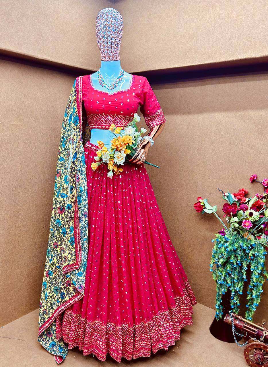 PINK  COLOURED LEHENGA  KF-3026