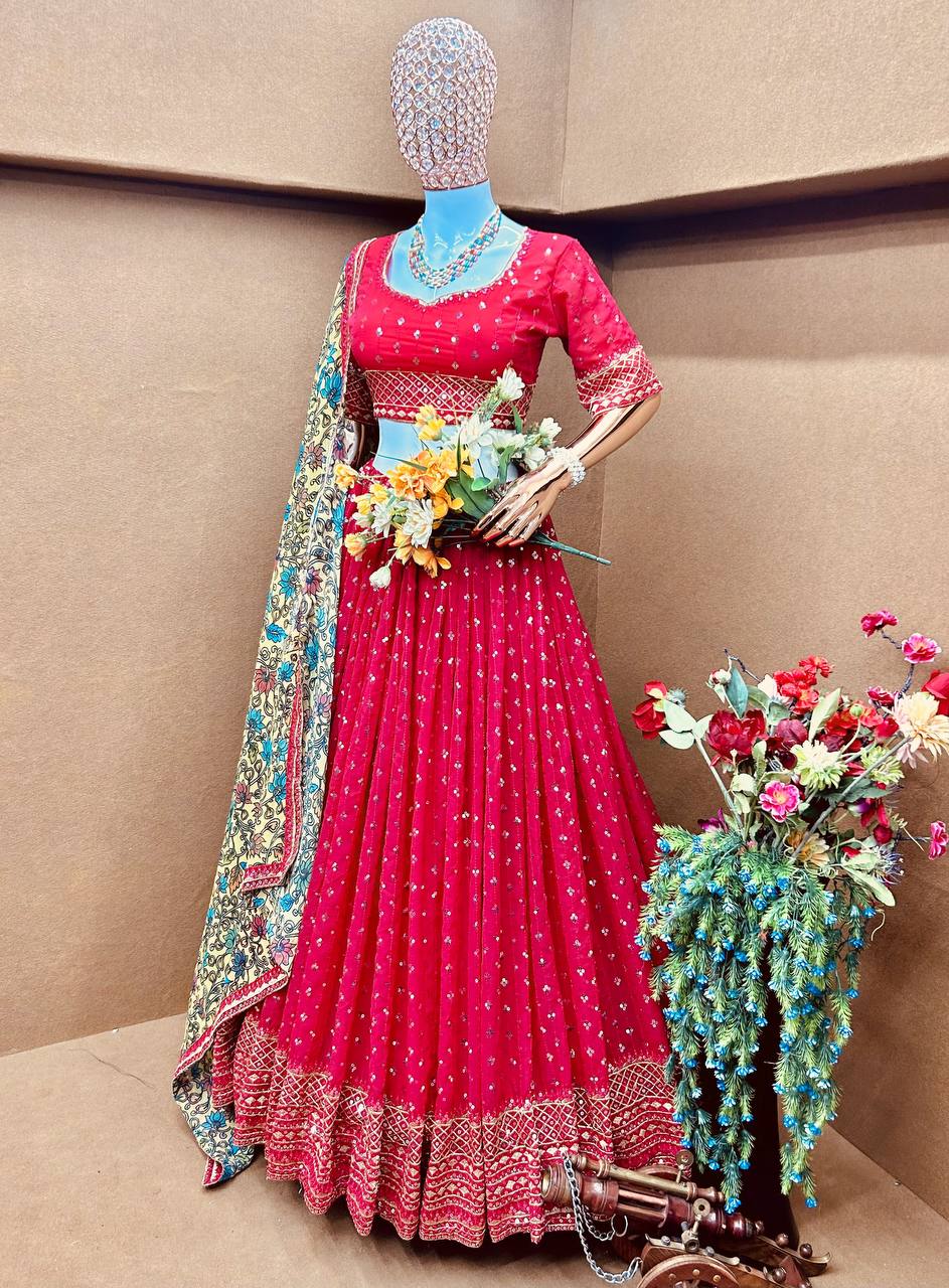 PINK  COLOURED LEHENGA  KF-3026