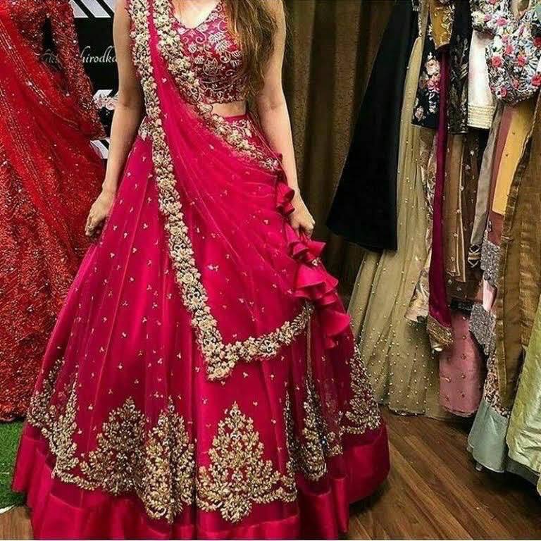 PINK COLORED PARTYWEAR LEHENGA CHOLI KF -249