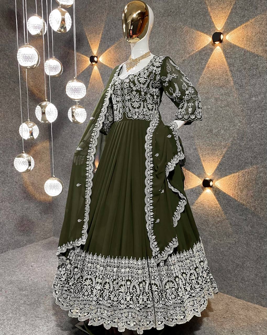 5 COLOR  EMBROIDERED GEORGETTE ANARKALI SUIT SET KF-3061