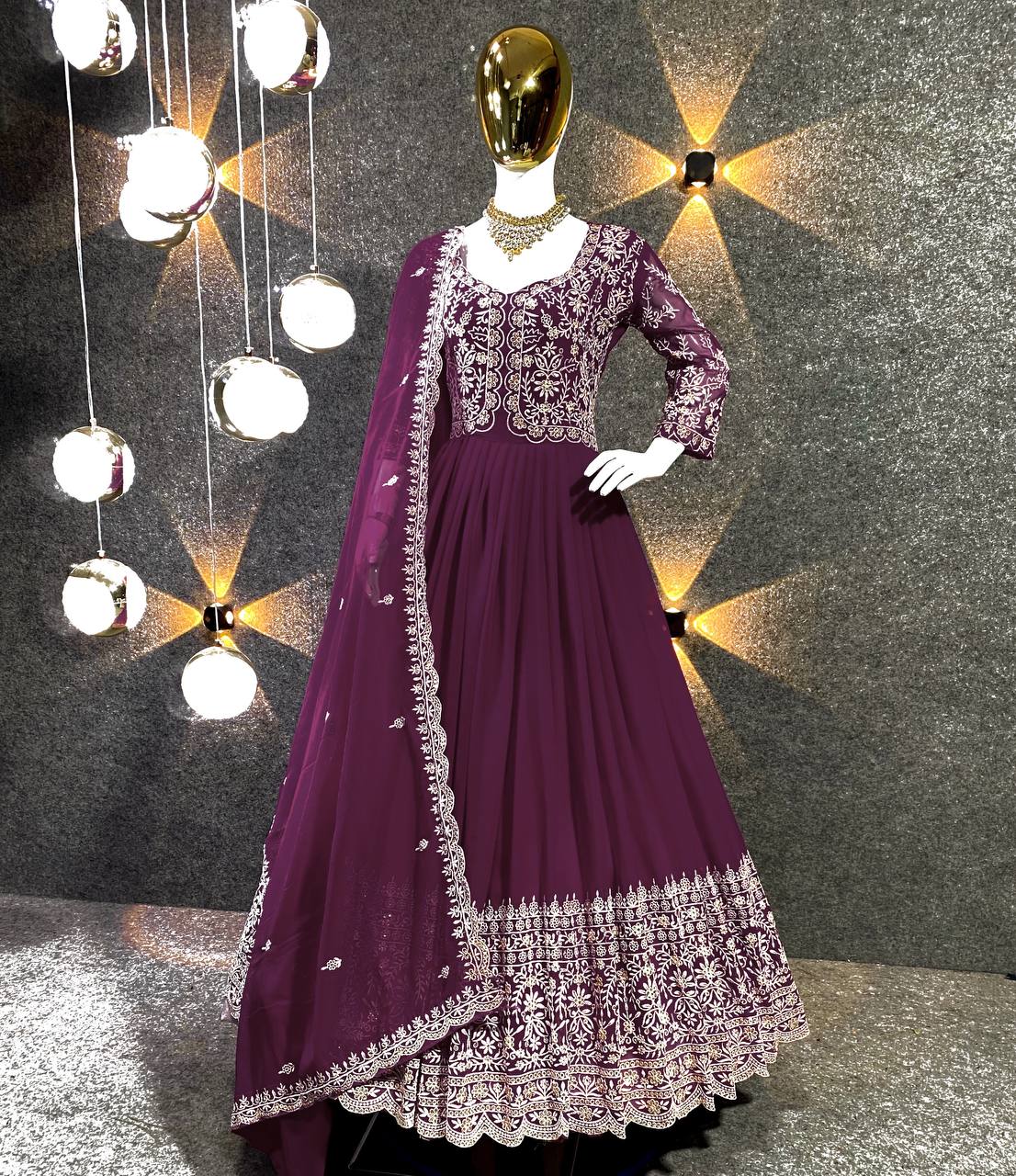 5 COLOR  EMBROIDERED GEORGETTE ANARKALI SUIT SET KF-3061