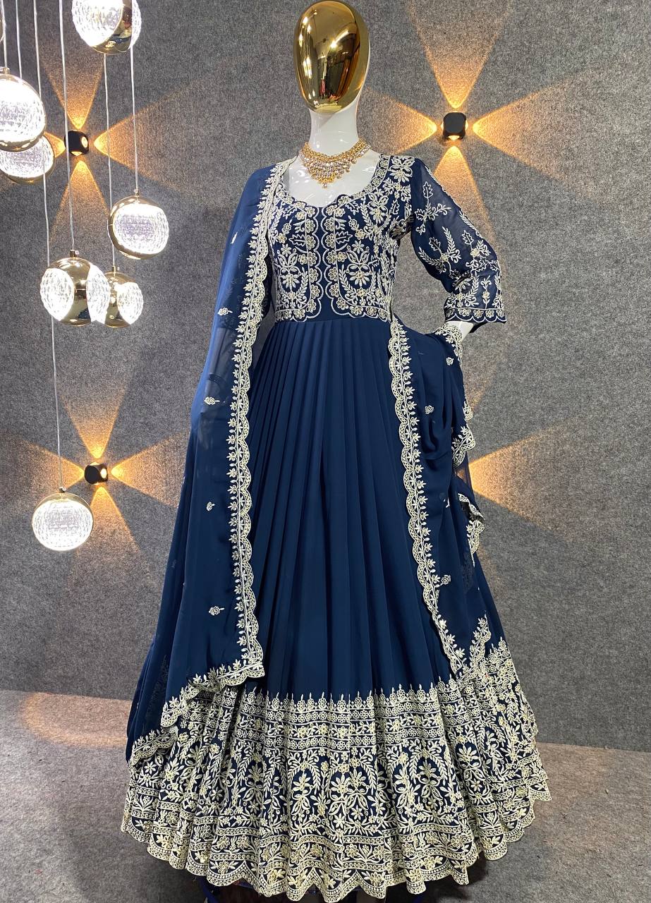 5 COLOR  EMBROIDERED GEORGETTE ANARKALI SUIT SET KF-3061