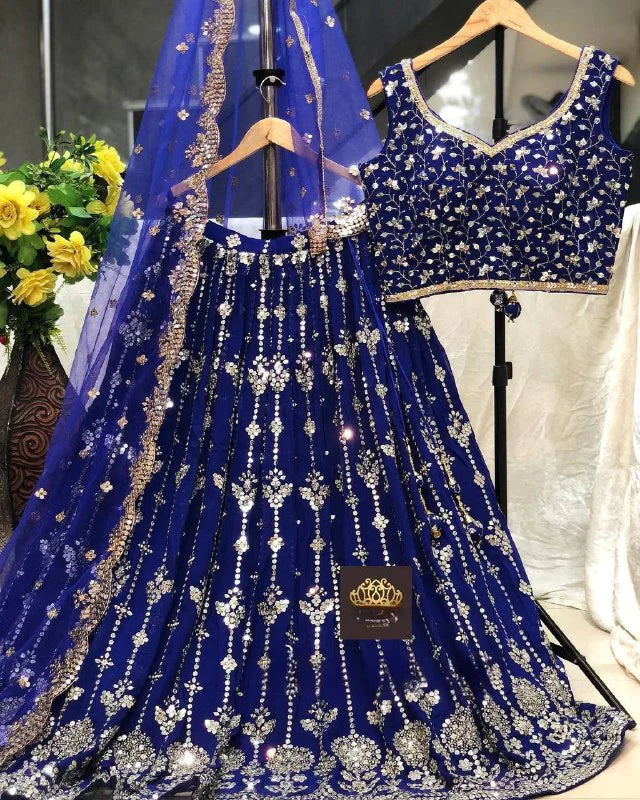 Blue Color Partywear  Georgette Lehengas KF 531