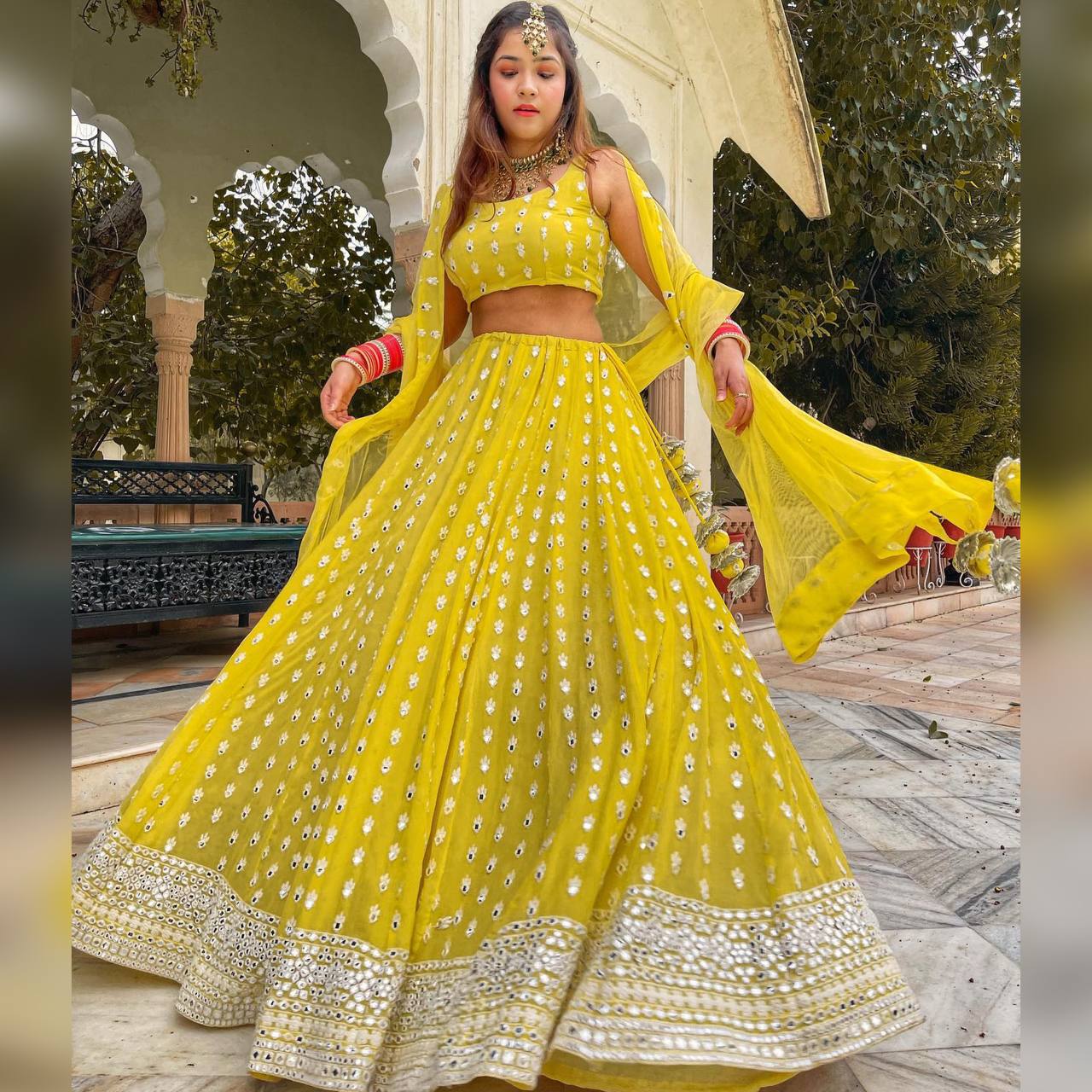 Lemon Yellow Colour Party Wear Lehenga choli SD 1049