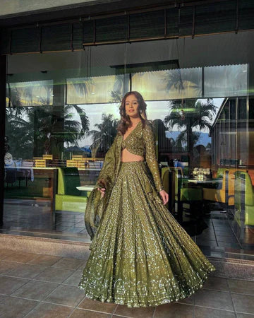 Green Colour Embroidered Party Wear Lehenga choli SD 239