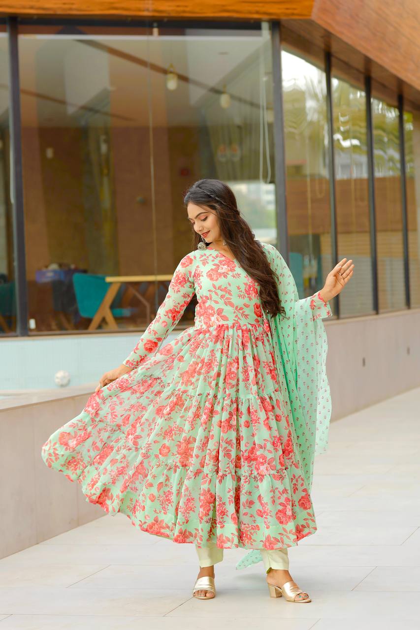 GREEN ANARKALI SUIT SET KF-1121