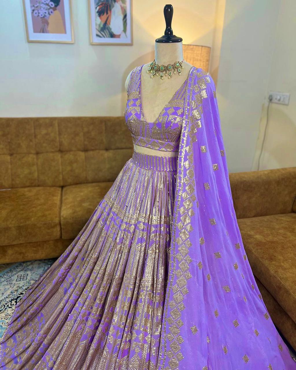 Purple Colour Embroidered Party Wear Lehenga choli KF- 236