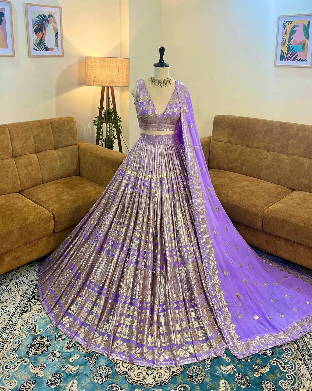 Purple Colour Embroidered Party Wear Lehenga choli KF- 236