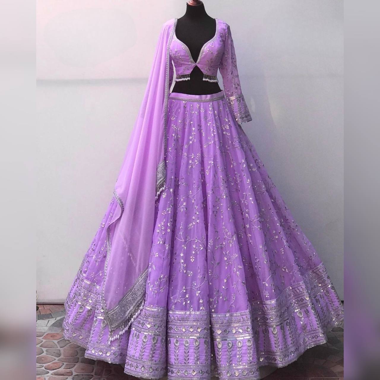 Georgette Sequence Work Party Wear Lehengacholi SD 1054